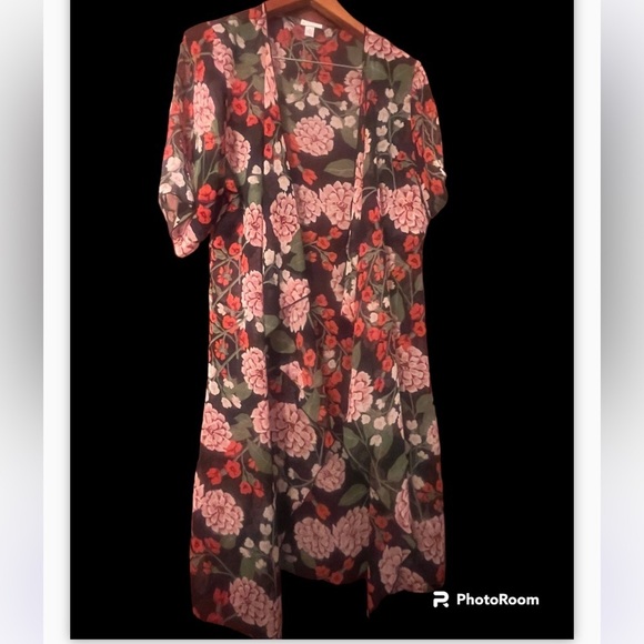 LULAROE Joy Open Front Sleeveless Duster Sz Small Cardigan Floral Print - Picture 4 of 6